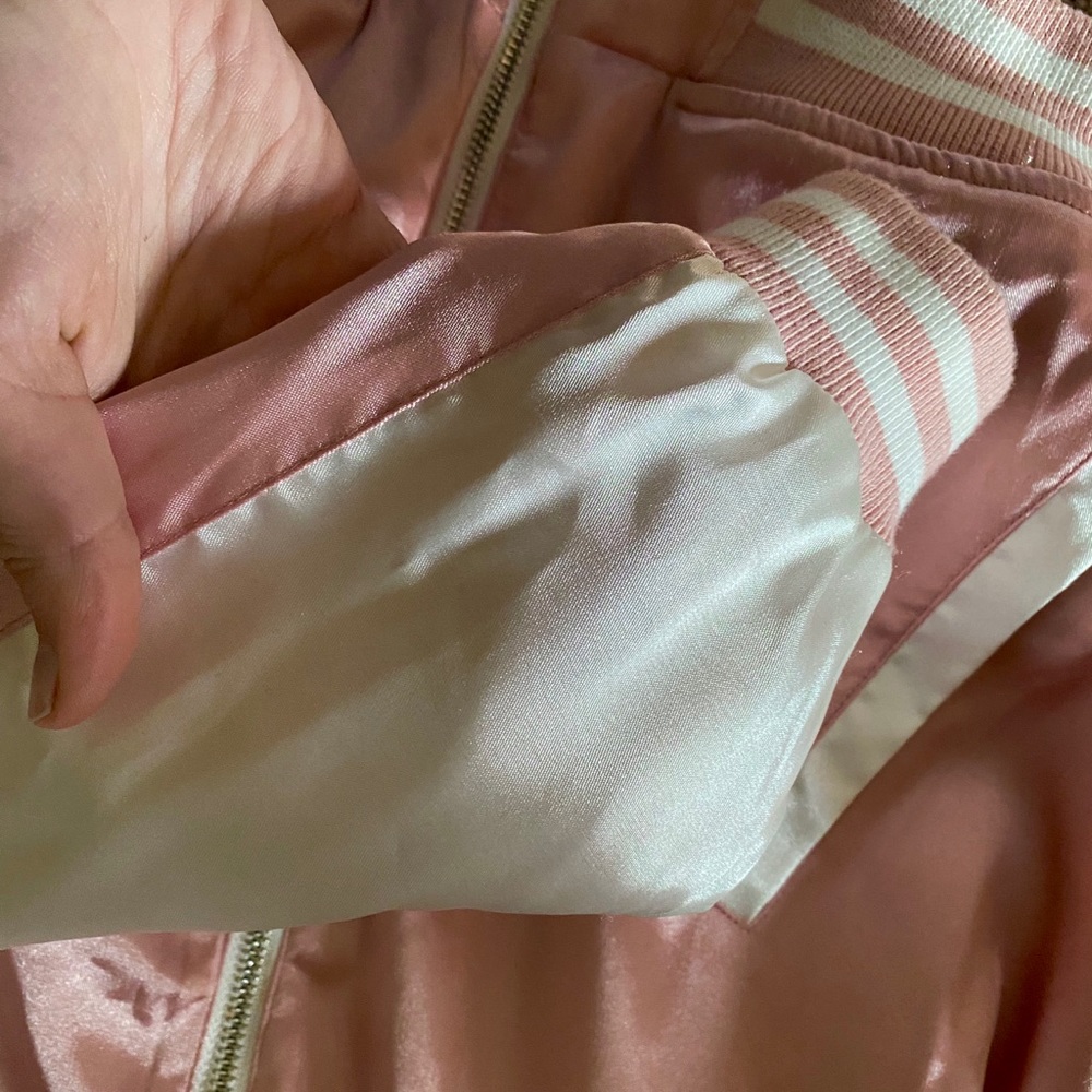 Pink Satin Varsity Jacket - Picture 5 of 7